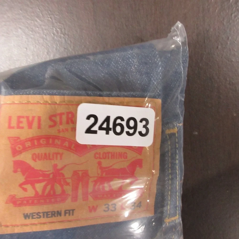 Levis Jeans Mens 33x34 Blue Western Fit Strong Rigid Raw Denim Workwear Pants